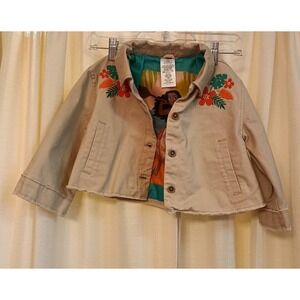 Disney Moana Girl's Beige Jacket‎ Pattern Lining Size 7/8
